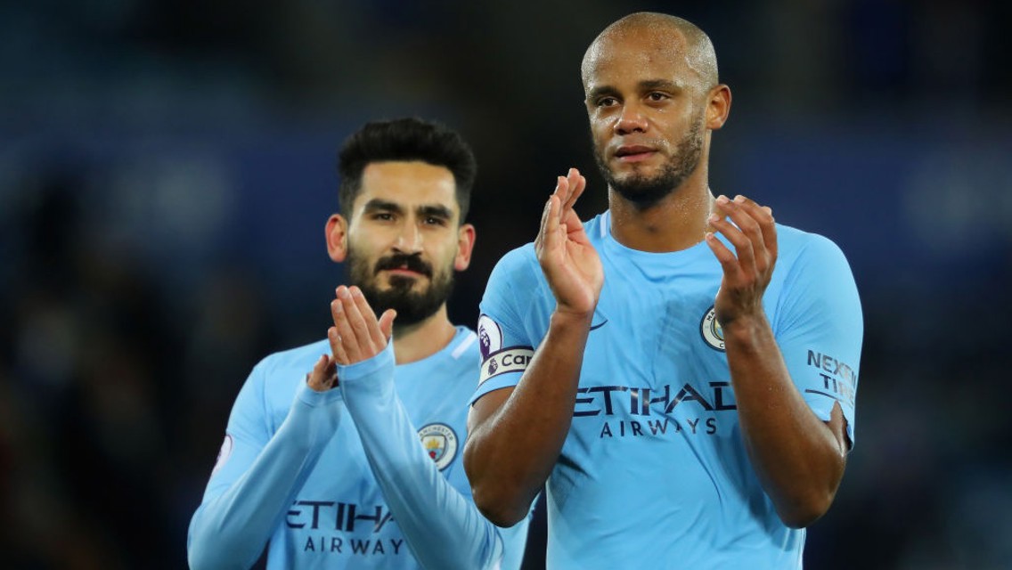 BACK IN ACTION: Ilkay Gundogan and Vincent Kompany