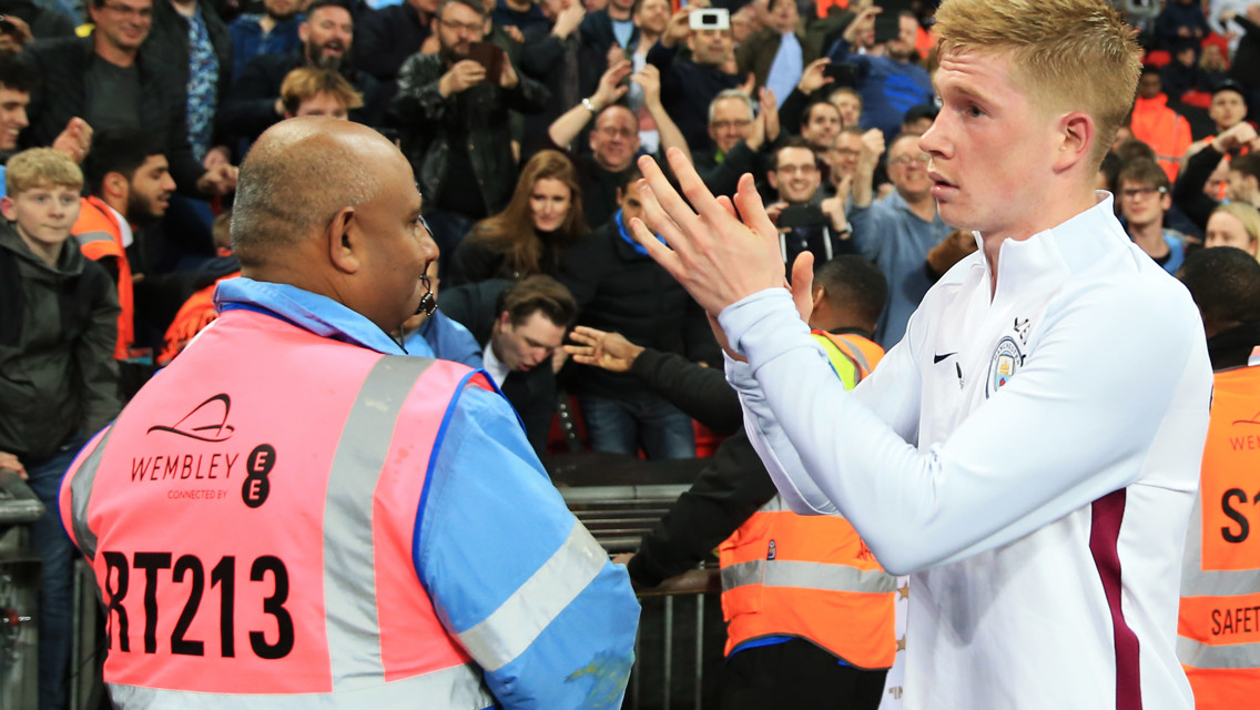 KDB: Brilliant Belgian applauds the travelling support.