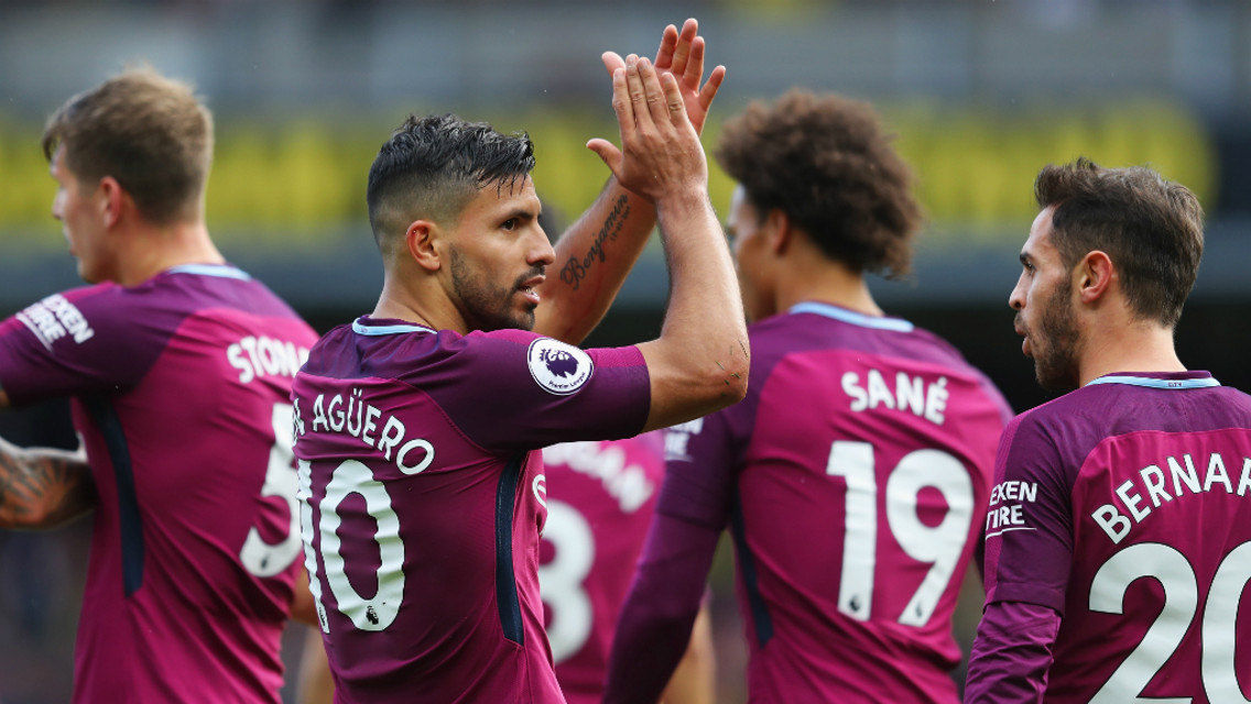 DEVASTATING DISPLAY: Sergio Aguero bagged a hat-trick at Watford