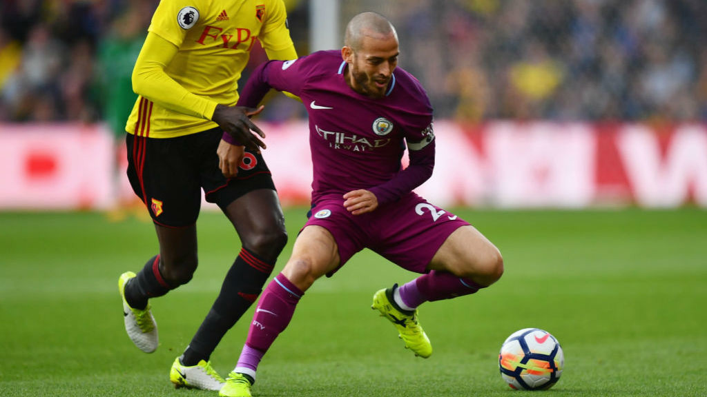 FRONT FOOT: David Silva looks to get City going at Vicarage Road