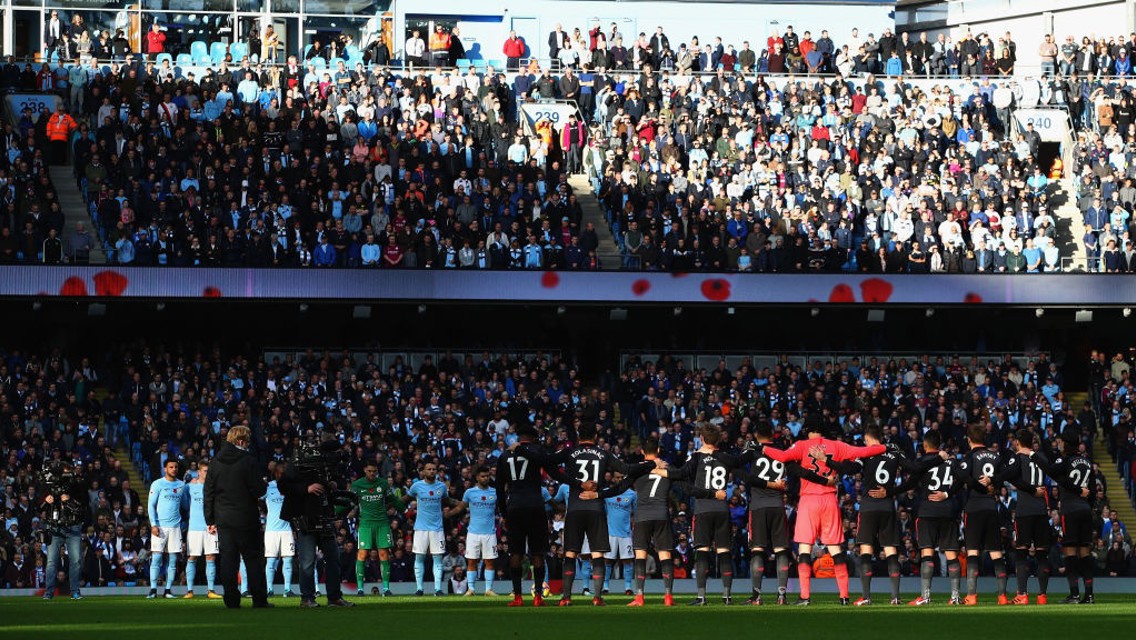 REMEMBRANCE: A minute's silence is impeccably observed at the Etihad.