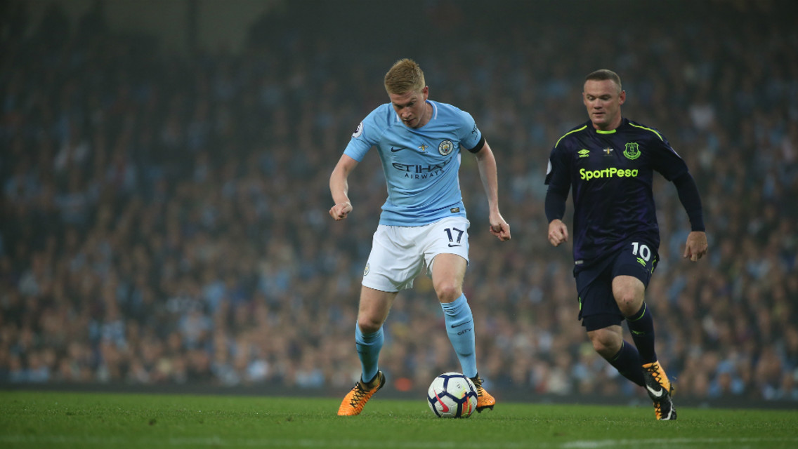 OUT WE GO: De Bruyne heads out for pre-match warm up