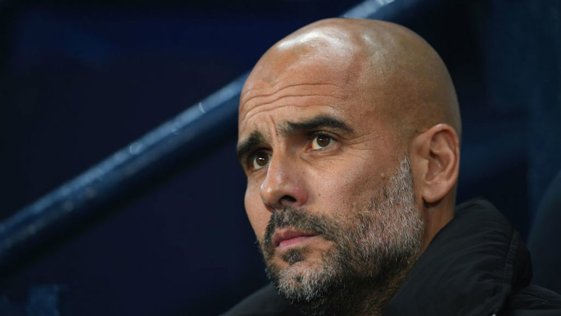 THE BOSS: Pep watches on during City v Feyenoord 