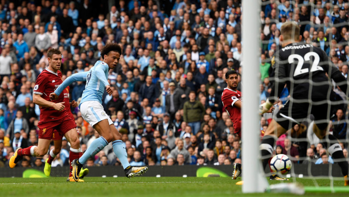 ON TARGET: Leroy Sane fires an effort goalwards.
