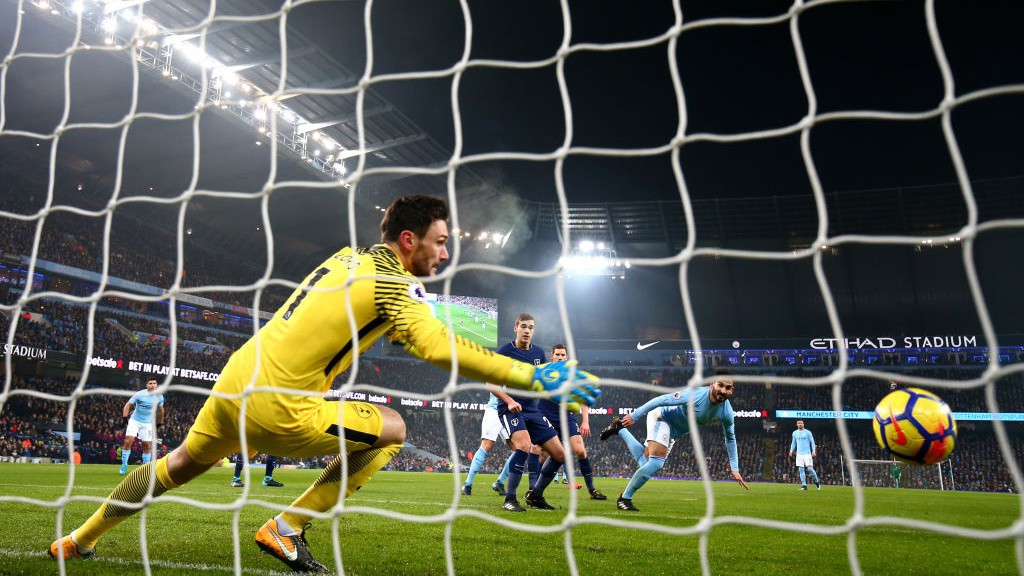 PINPOINT: Ilkay Gundogan's header nestles in the bottom corner.
