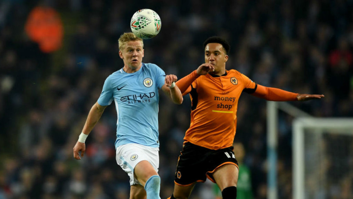 ACTION MAN: Oleksandr Zinchenko takes the game to Wolves