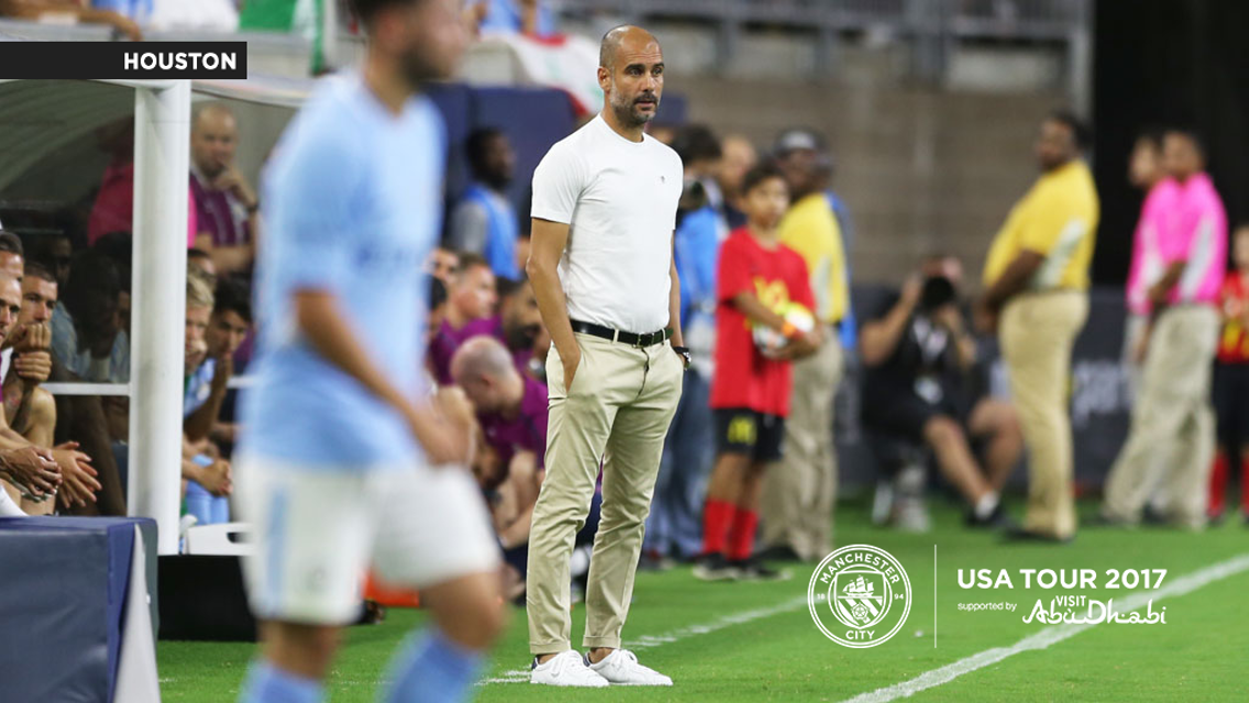A CITY UNITED: Pep Guardiola watches on