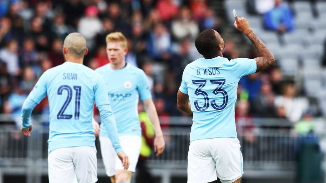 Gabriel Jesus celebra su gol frente al West Ham. ¿Celebrará más tantos en el estreno liguero del City?