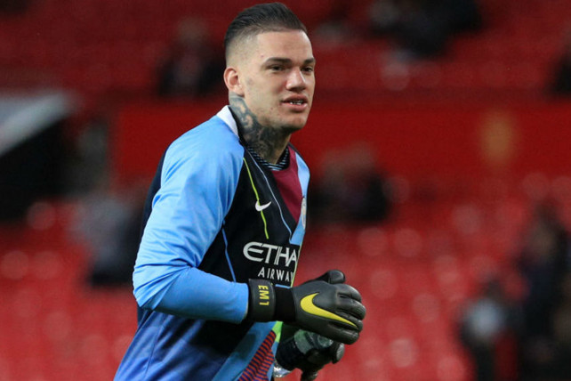 WARMING TO THE TASK: Ederson goes through his pre-match paces