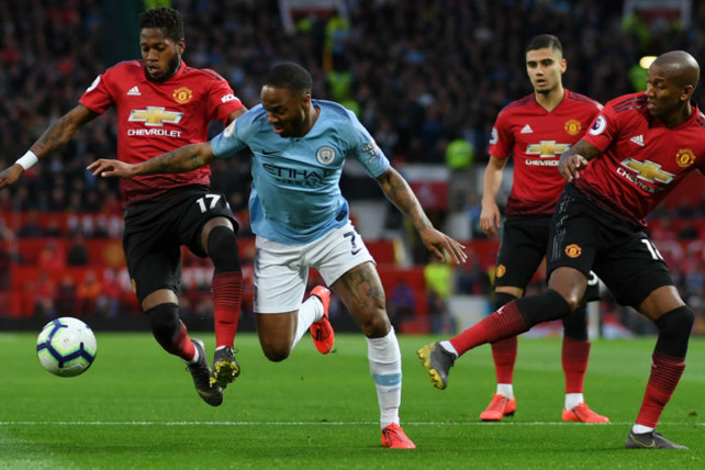 MAN IN THE MIDDLE: Raheem Sterling takes the fight to United