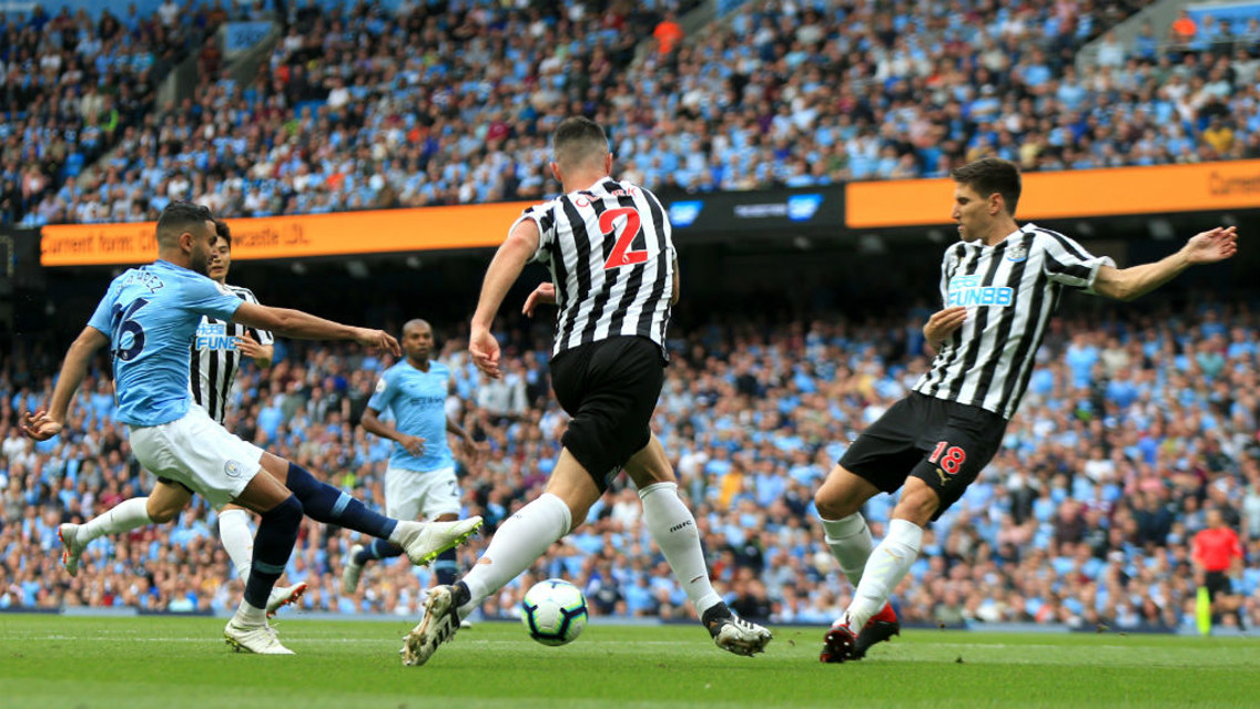 EARLY CHANCE:  Riyad Mahrez looked close to giving us the lead in the opening moments of the game.