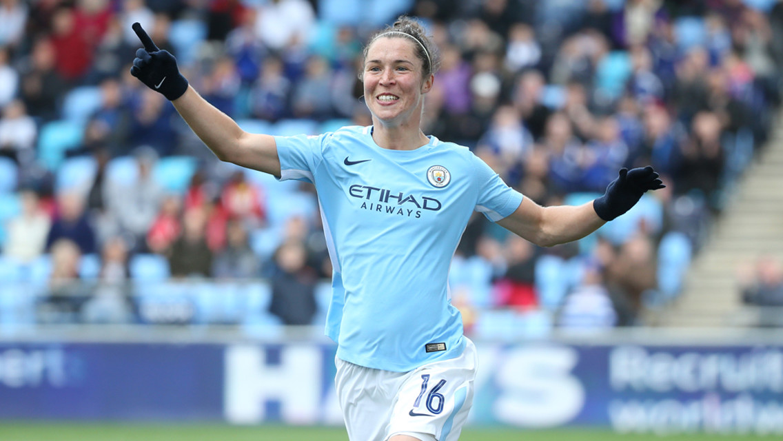 RAMPANT ROSS: Jane Ross enjoys her second goal in two games