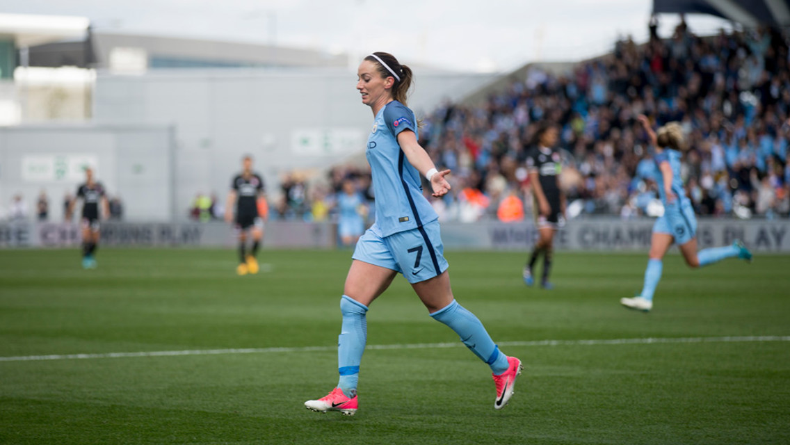 SUPER SWEDE: Kosovare Asllani celebrates her goal against Lyon