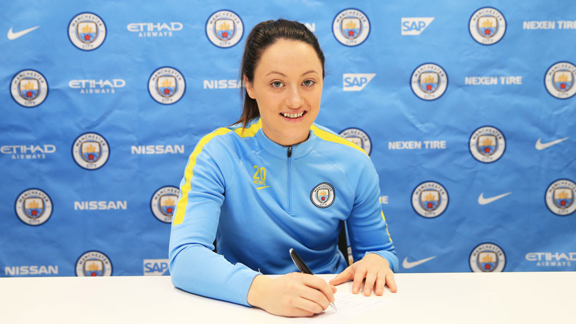 SOLID: Megan Campbell puts pen to paper on a new deal