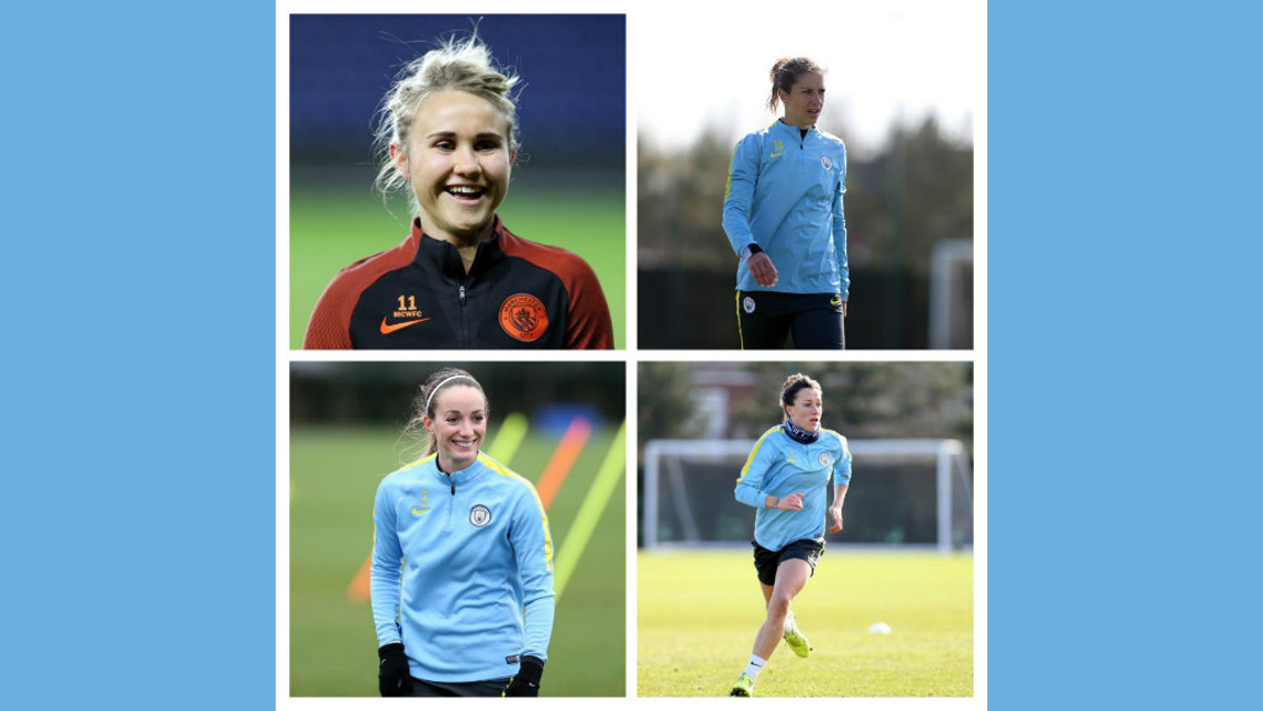 IN STORE: Kosovare Asllani, Lucy Bronze, Izzy Christiansen and Carli Lloyd.