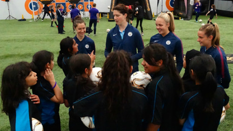 FESTIVAL FUN: Jane Ross, Marie Hourihan, Ellie Roebuck and Ella Toone attended the FA Girls Football Festival