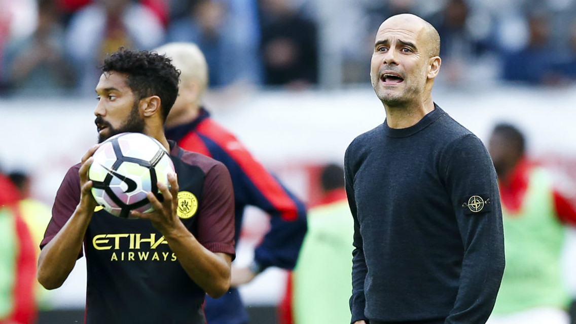 PEP: The City boss remains animated on the touchline.