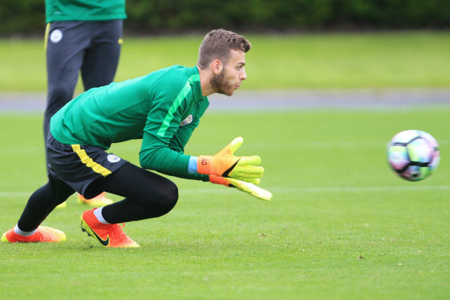 SAFE: Gunn catches the ball in training