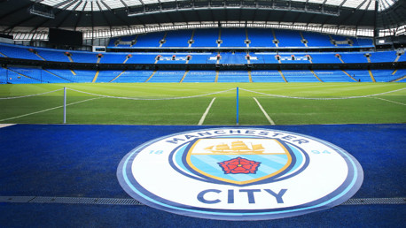Etihad Stadium with new Man City badge