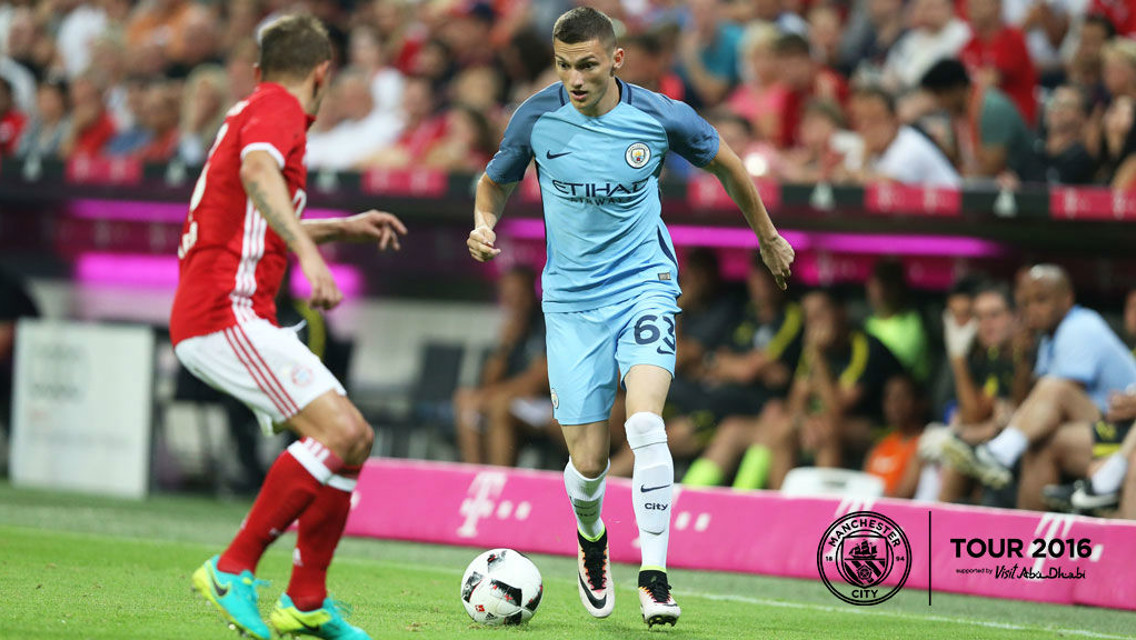 ATTACK: Sinan Bytyqi shows no fear during his second half showing at the Allianz Arena