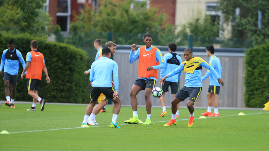 KEEP BALL: Plenty of slick passing on display on the sixth day of pre-season training.