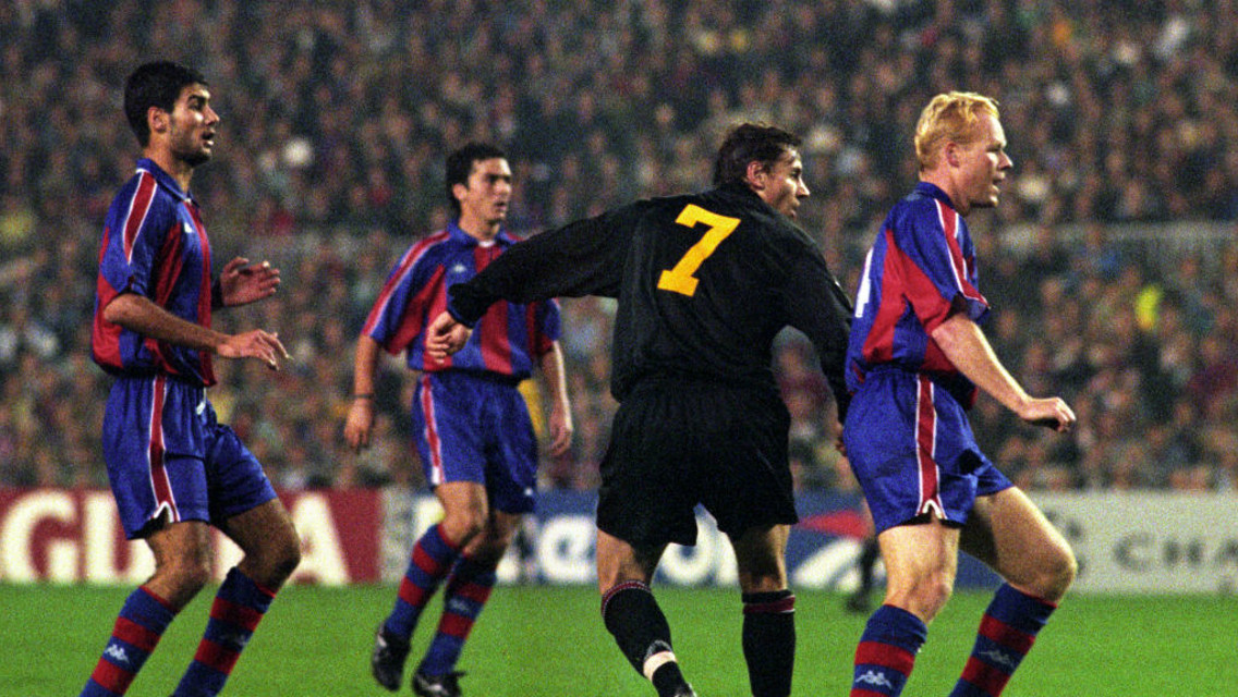TEAMMATES: Koeman and Pep were successful teammates at Barcelona