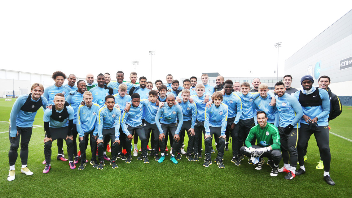Guardiola and City first team meet academy stars 