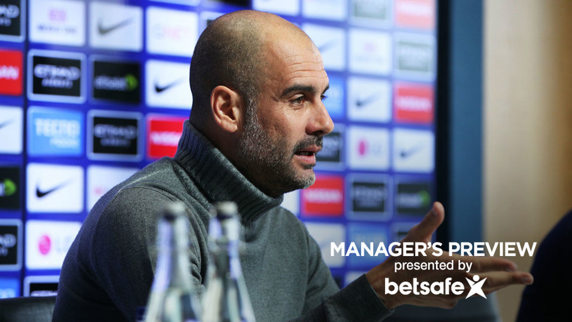 FOCUSED: City's boss answers a question during his pre-match press conference