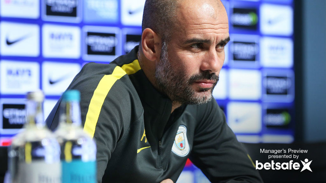 PEP TALK: The boss addresses the media ahead of West Ham test