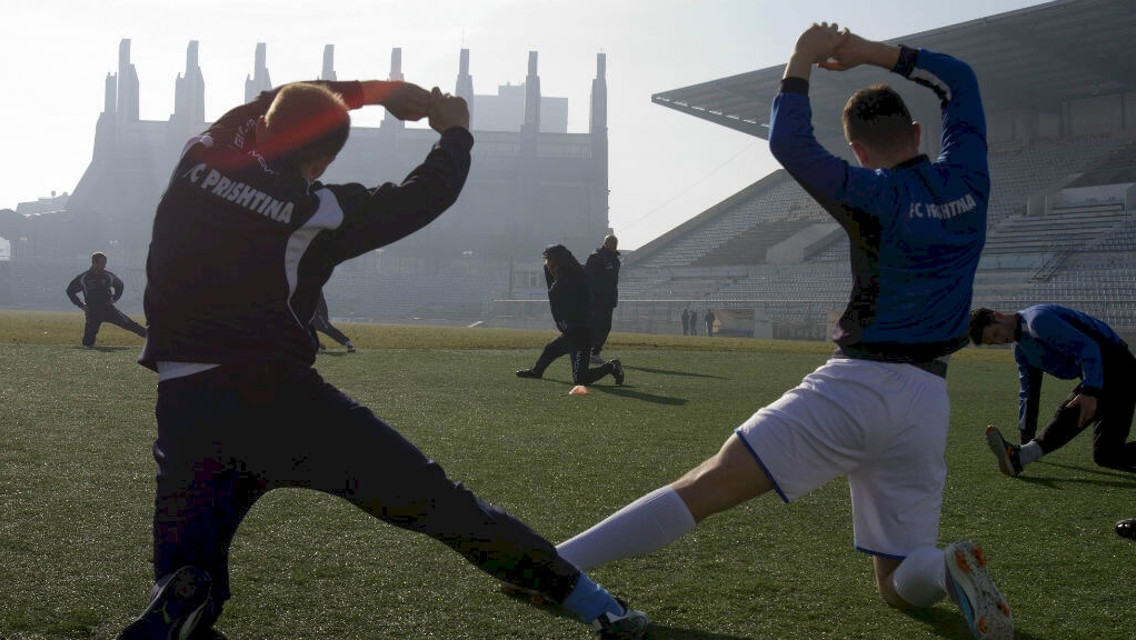 KOSOVO: Training takes place at the stadium in Prishtina