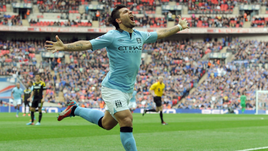 AGUERO: City's Argentinian celebrates his famous header at Wembley