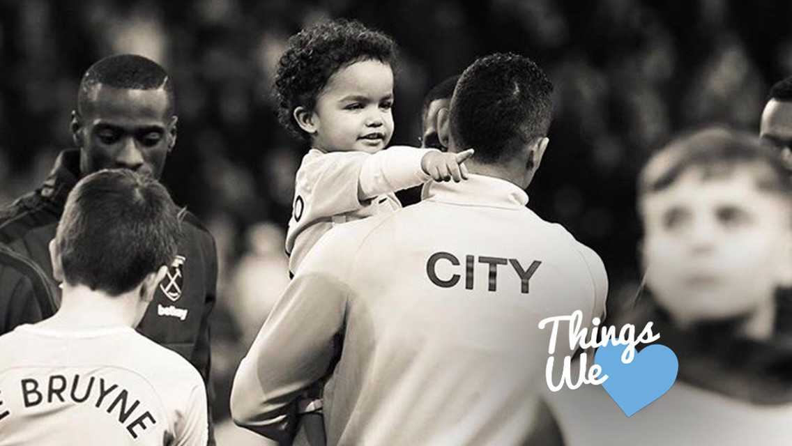 THINGS WE LOVE: Club photographer, Victoria Haydn captures a moment of Danilo and his son on the Etihad Stadium pitch.