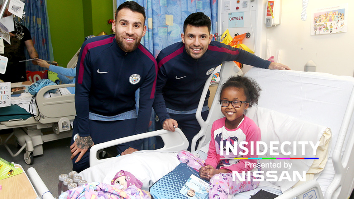 SURPRISE: Manchester City players visited youngsters at Royal Manchester Children's Hospital.