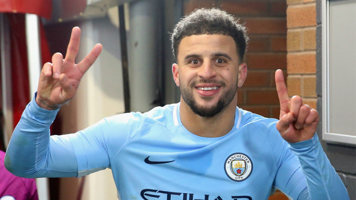 BUZZING: Kyle Walker delights in his first Manchester derby victory