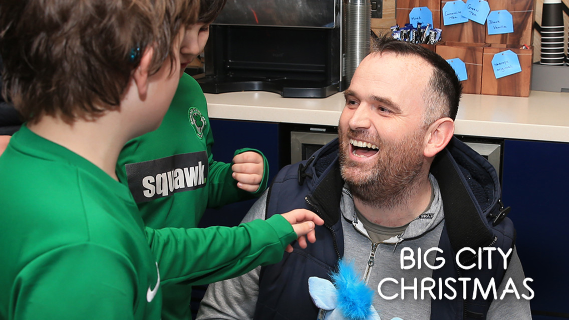 SURPRISE: City fan Wesley Ratcliffe received a Big City Christmas treat.