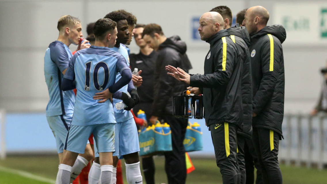UP TO DATE: Lee Carsley instructs his team during the FA Youth Cup tie with Southampton