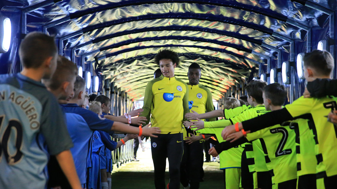 TUNNEL CAM: Leroy Sané walks through the player's tunnel, pre-match of City v Huddersfield.