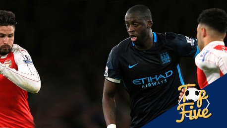 Man City's top five goals at Arsenal