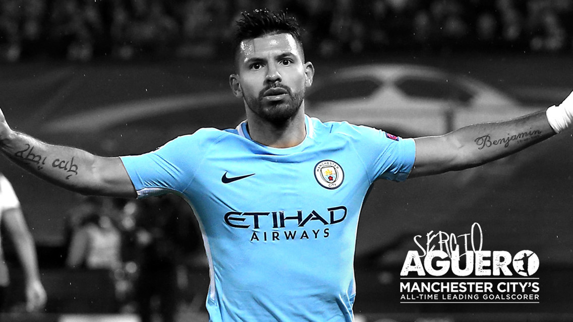 RECORD BREAKER: Sergio Aguero scored his 178th goal for Man City against Napoli.