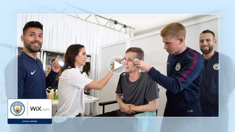 MAKEOVER: Wix competition winner tutors City players in makeup application.