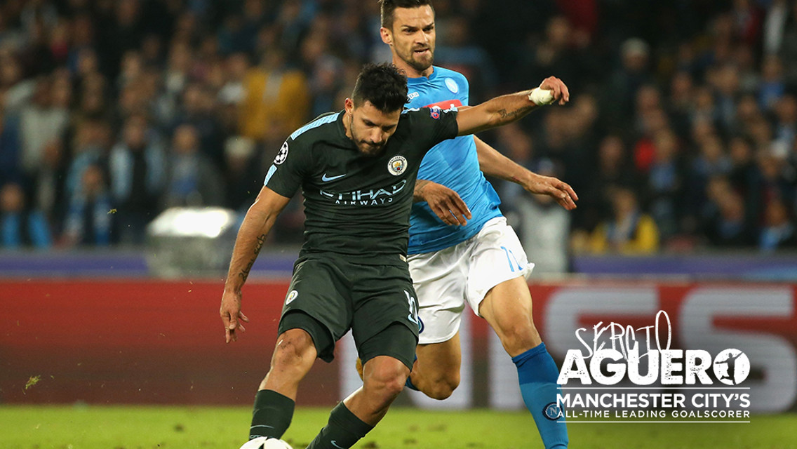 THE SHOT: The shot that earner Sergio Aguero the title of City's all-time leading goal-scorer