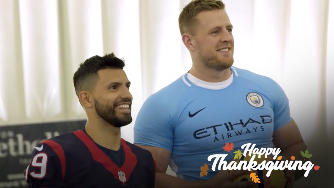 Thanksgiving celebration: When Aguero met JJ Watt!