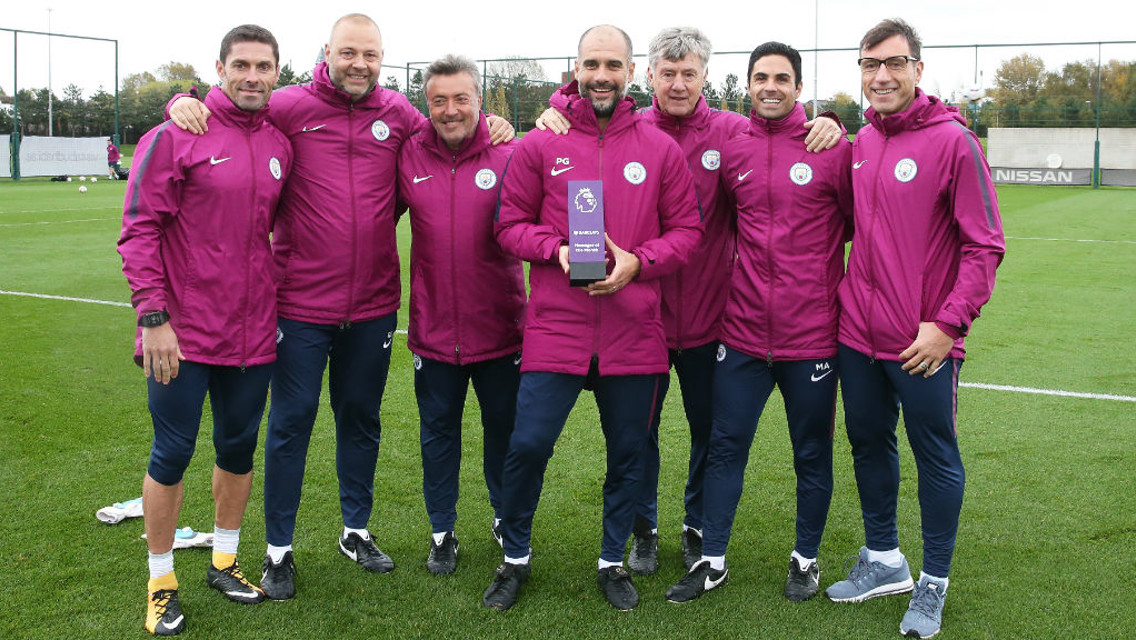 PERFECT: Pep Guardiola has been recognised for City's fine September that saw them win all four of their Premier League fixtures 