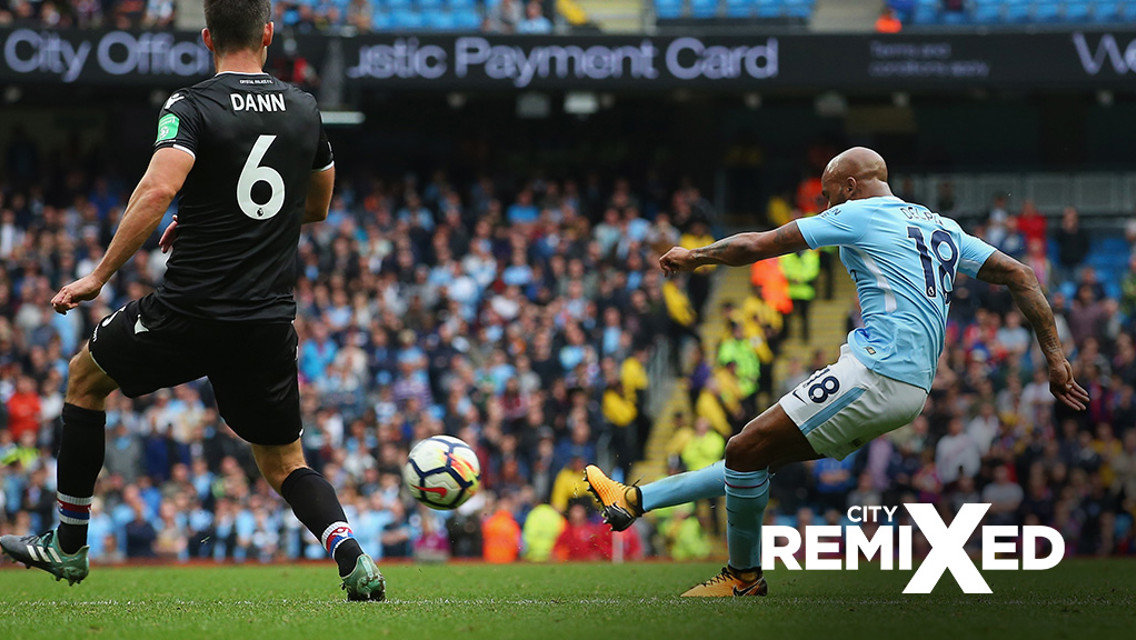 FAB FABIAN: The midfielder struck a wonderful effort in off the crossbar against Crystal Palace