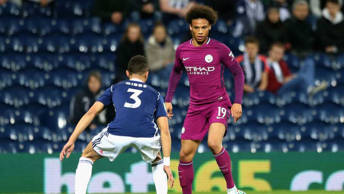 IN SANE: Leroy bagged a Carabao Cup double to secure City's fourth round place 