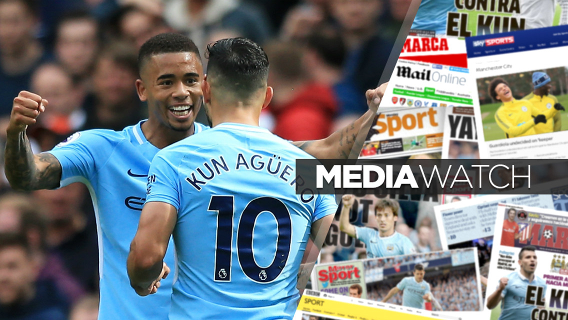 STRIKE PARTNERS: Gabriel Jesus and Sergio Aguero combined to devastating effect against Liverpool