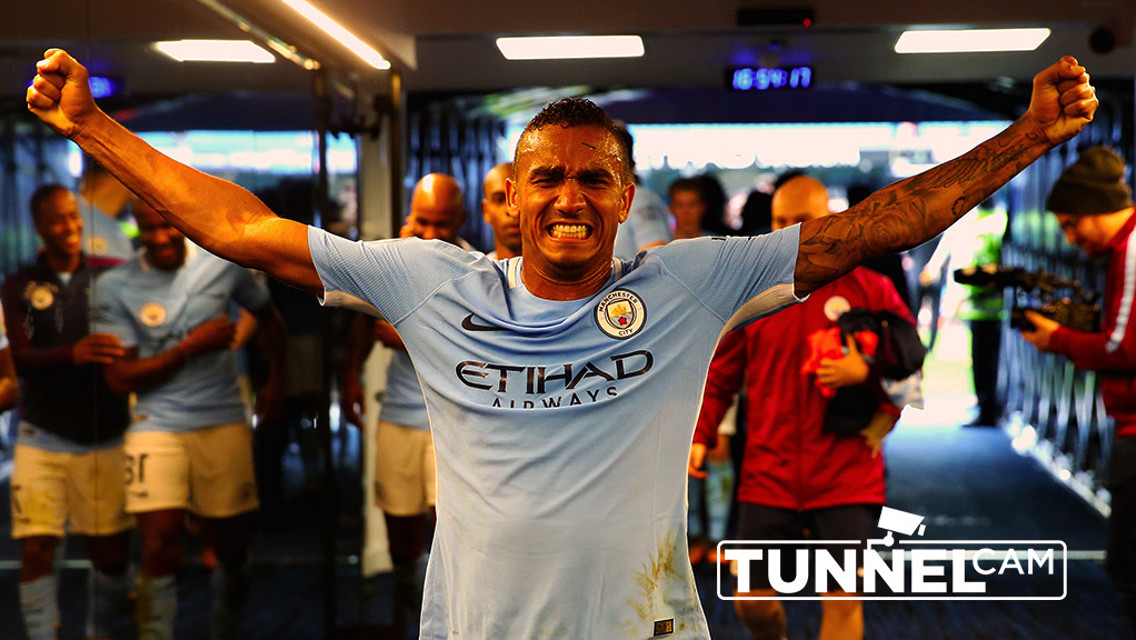 TUNNEL CAM: Danilo expresses his delight, following the 5-0 win over Crystal Palace