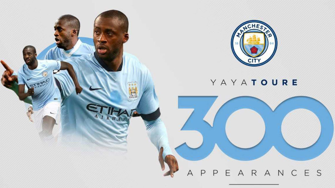 LANDMARK: Yaya Toure has chalked up his 300th appearance for Manchester City