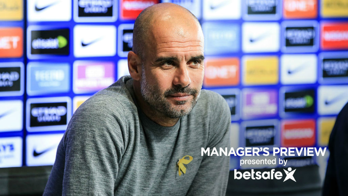 EYES ON THE PRIZE: Pep Guardiola's focus is firmly fixed on Saturday's Etihad derby with Manchester United