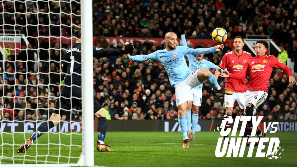 ON TARGET: David Silva scores at Old Trafford.
